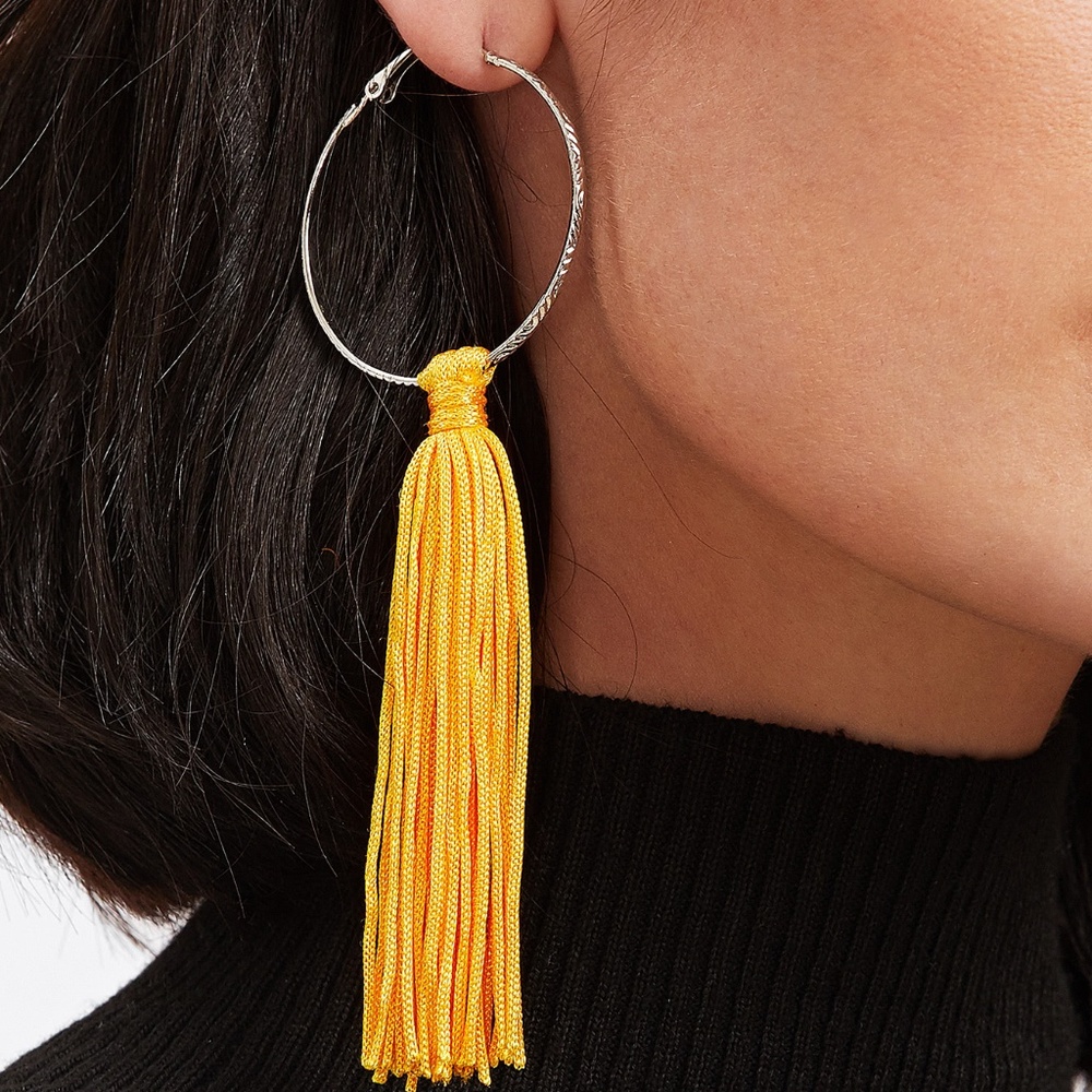 Tassel Hoop Drop Earrings